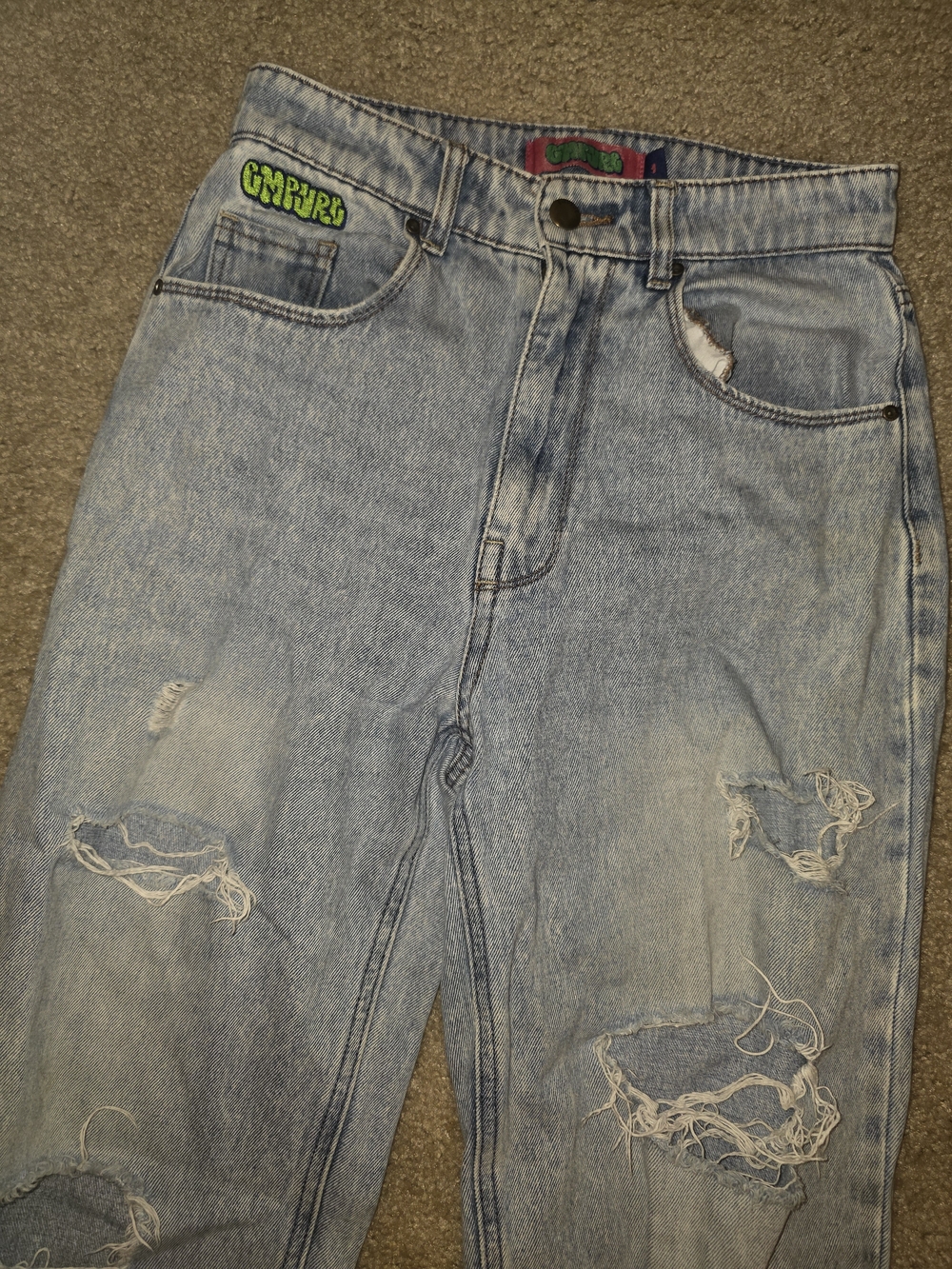 Empyre Girls 1 Light Blue Wash Distressed Denim Jeans Y2K Baggy